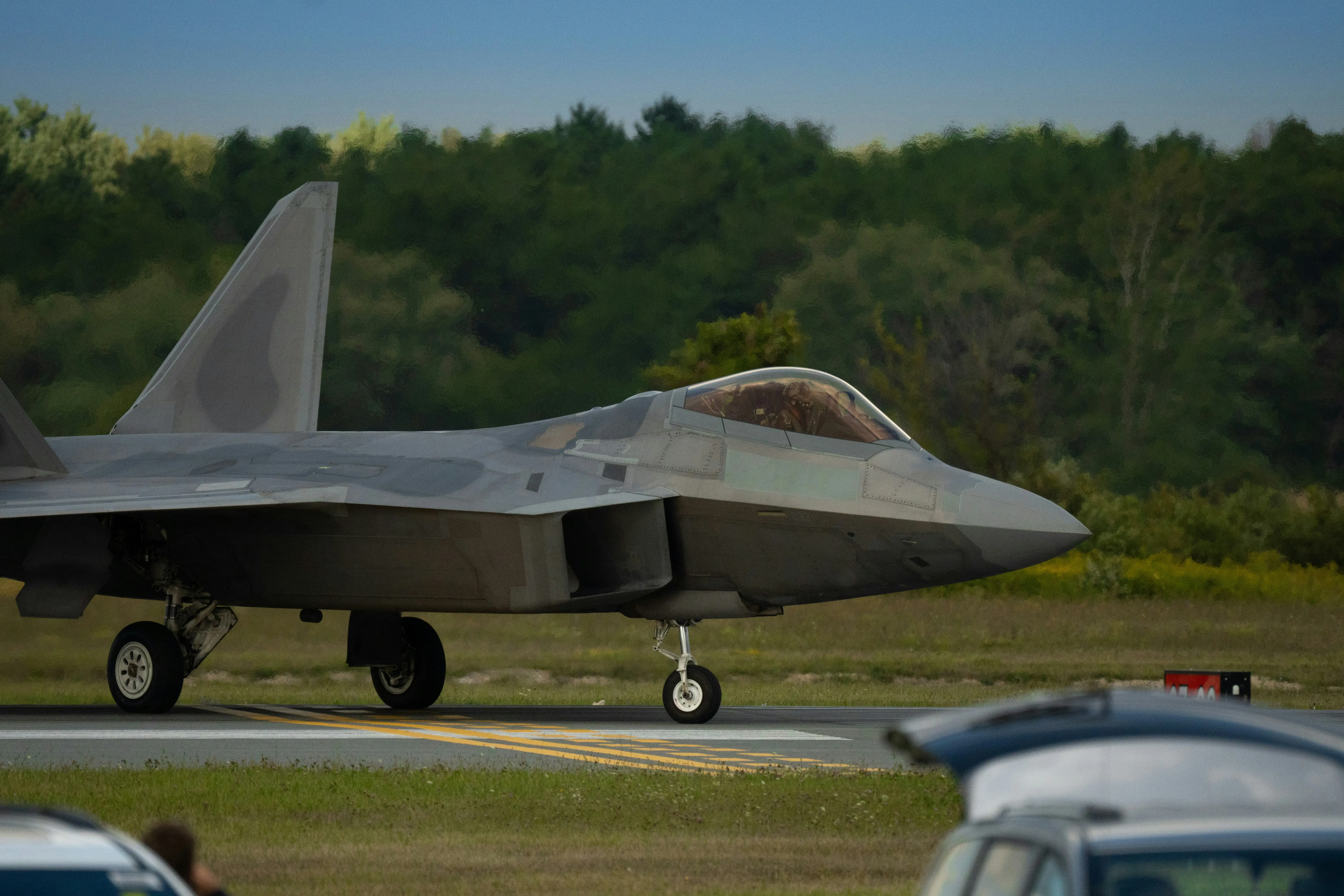 F-22 Raptor military aircraft on the runway